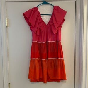 Pink and Red Ruffled Dress